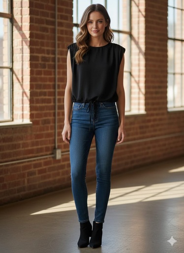 [HF23A674] HYFVE BLUSA NEGRO MUJER HF23A674