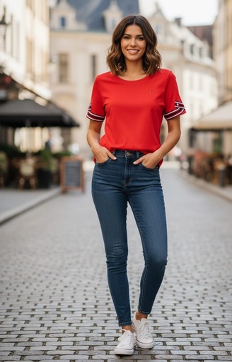 [J41H0123] TOMMY CAMISETA ROJO MUJER J41H0123