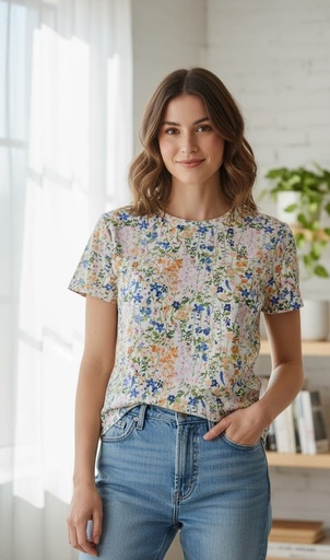 [J49HC514] TOMMY BLUSA FLORES COLORES MUJER J49HC514