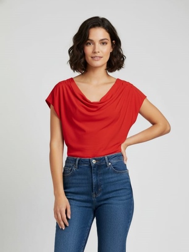 [T5847N] CRECE BLUSA ANARANJADO MUJER