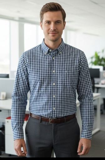 [W3760M] NATICA CAMISA CUADRIC.AZUL-BLC-GRIS