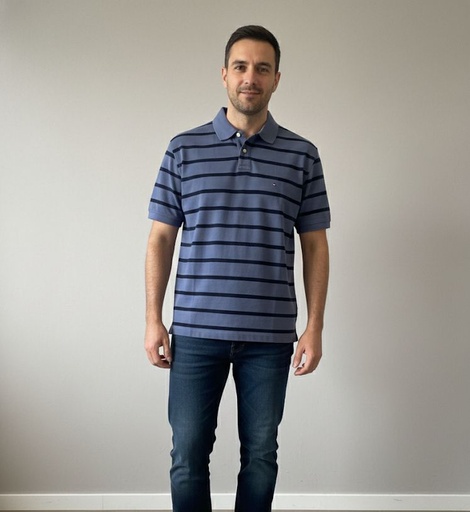 [78J9397] TOMMY CAMISETA AZUL-AZUL MARINO LINEAS H