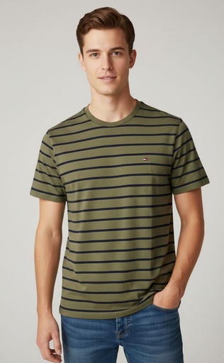 [78JA565VO] TOMMY CAMISETA VERDE O.AZUL M. HOMBRE