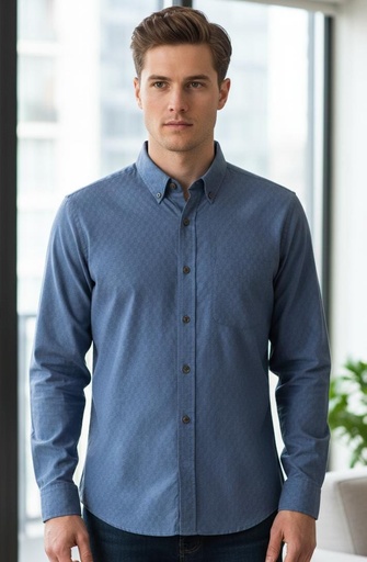 [817994] BANANA CAMISA AZUL CUADROS HOMBRE