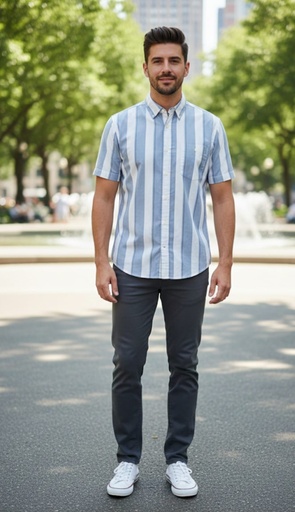 [878725C] GAP CAMISA RAYAS CELESTE-BLANCO HOMBRE