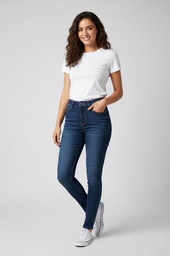 [90286AO] WAX JEANS AZUL OSCURO SKINNY MUJER