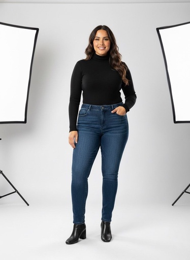 [90304XL] WAX JEANS AZUL OSCURO SKINNY MUJER