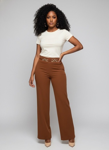 [9566] MICHEL PANTALON TERRACOTA RECTO MUJER 9566