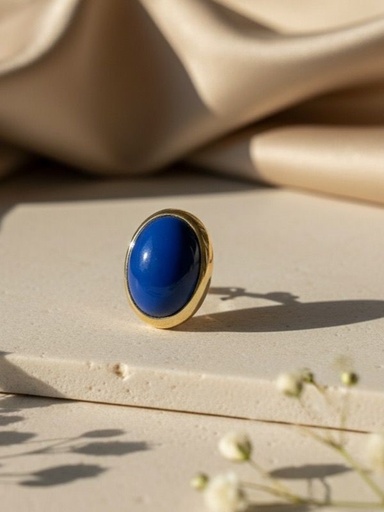 [AE0164] ARETES ENCHAPA OVALADO AZUL-DRD