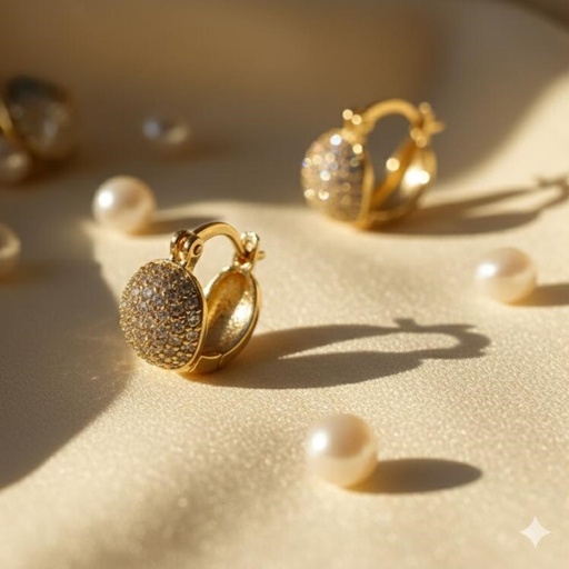 [AE0302] ARETES ENCHAPE PERLA BRILLANTE BOBLE