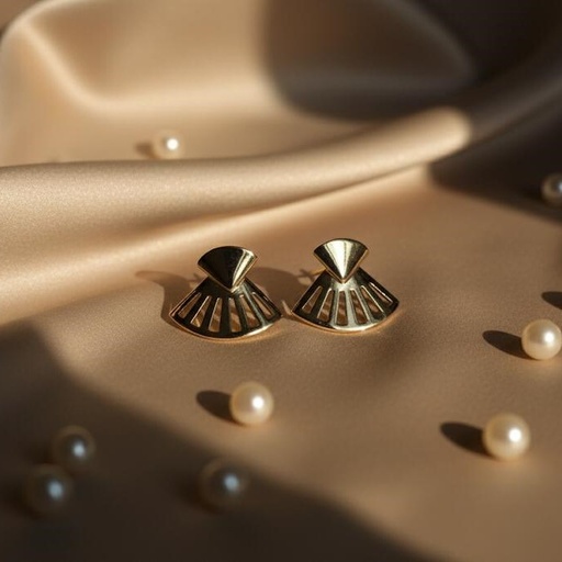 [AE0312] ARETES ENCHAPE DORADO ABANICO