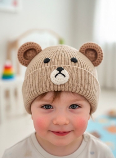[K019B390] GORRO BEIGE OSO NIÑ@S