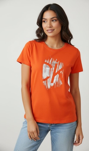 [K2XHU824] CALVIN KLEIN CAMISETA ANARANJADO-SILVER