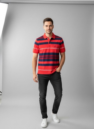 [KR3703] NAUTICA CAMISETA C.P ROJO-AZUL M-BLC