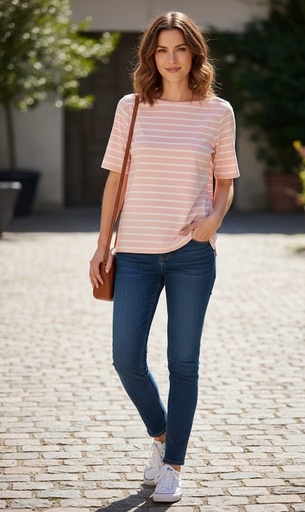 [M4THZ861] CALVIN KLEIN CAMISETA ROSA LINEAS BLC MU