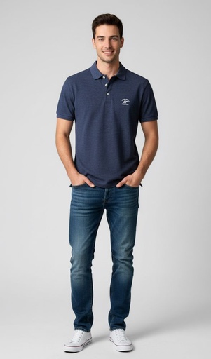 [MB2035BC3] POLO CAMISA P. AZUL MARINO HOMBRE