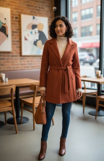 [MJ5296] CHOCOLATE ABRIGO RUST MUJER